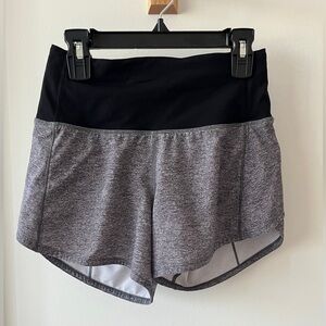 Lululemon Heather black,speed up,high rise 4”inseam,size0(great condition)